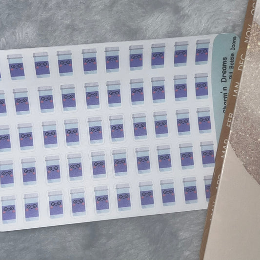 Medical 2- Purple Medication Bottle Icon Planner Stickers