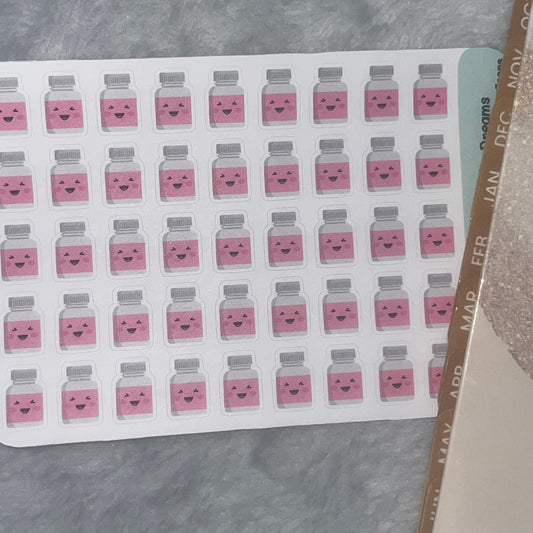 Medical 2- Pink Medication Bottle Planner Stickers