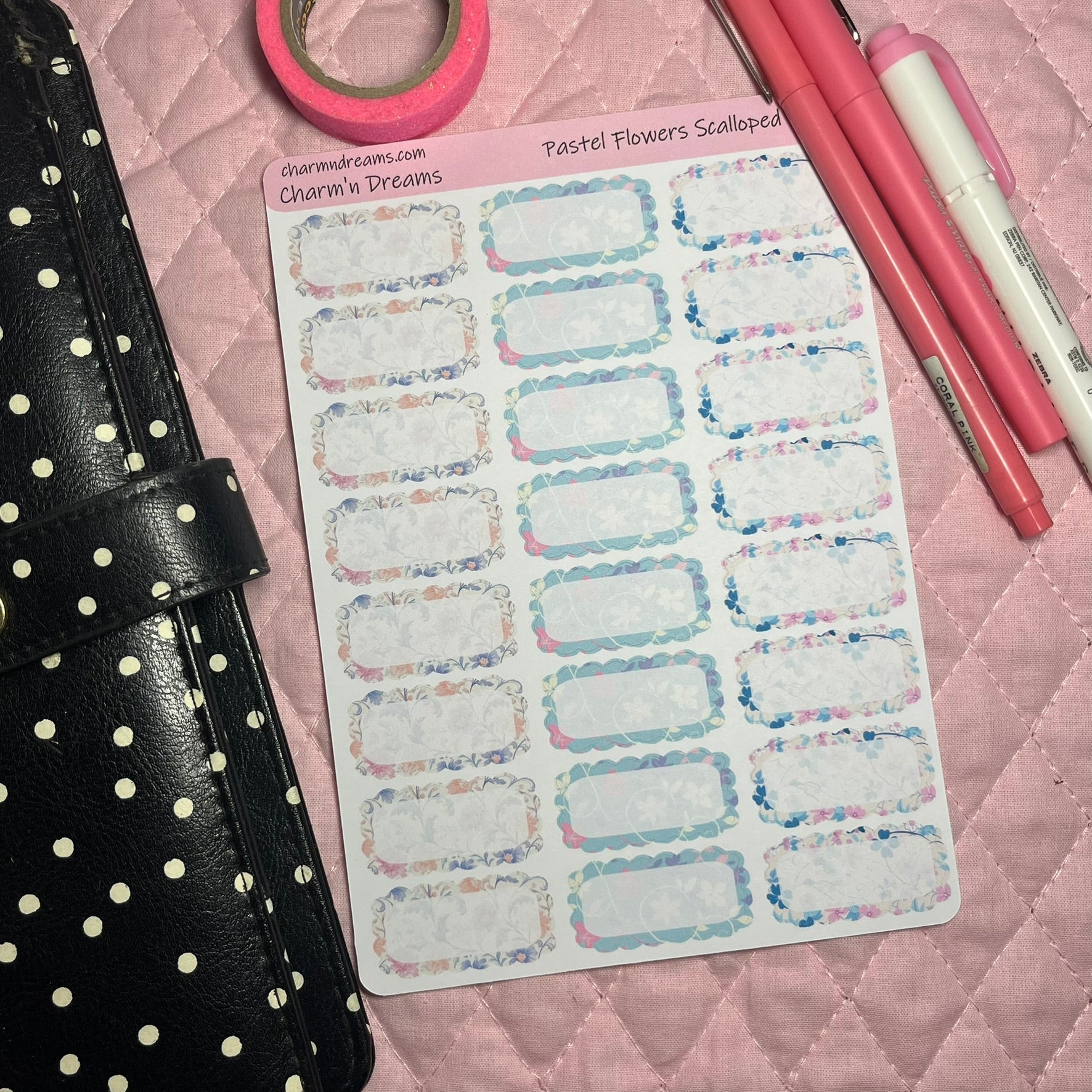 Pastel Flowers Scalloped Planner Sticker Boxes – Charm'n Dreams
