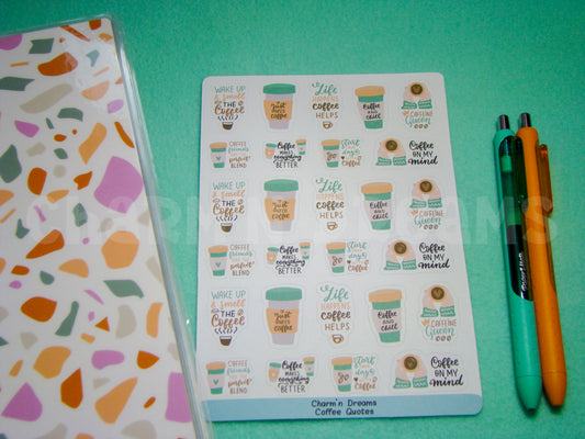 Coffee Quotes sticker Sheet