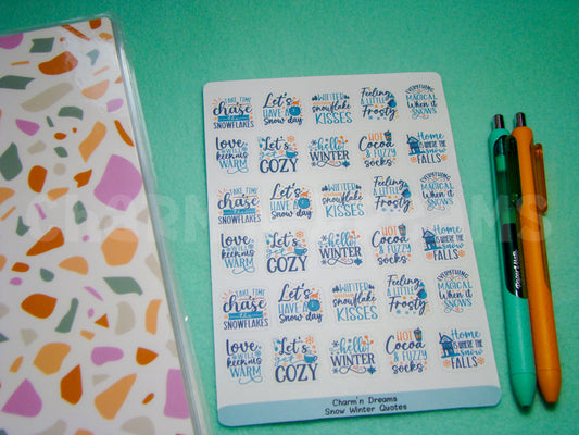 Winter Snow Quotes sticker Sheet