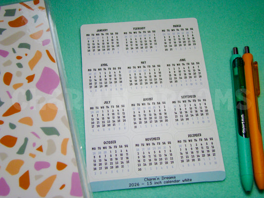 2026 - 1.5" Calendar Functional Sticker Sheet