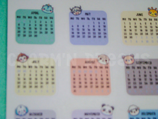 2026 - 1.25" Buddies Calendar Functional Sticker Sheet