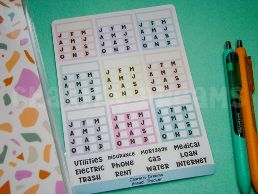 Annual Tracker Functional Sticker Sheet