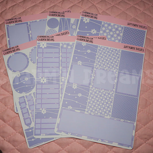 Soft Purple Daisies Planner Sticker Kit