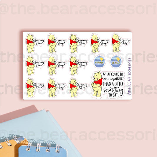 Grocery Shop Planner Stickers- winnie the pooh planner stickers- grocery planner stickers- planner stickers-  - theBEARaccessories